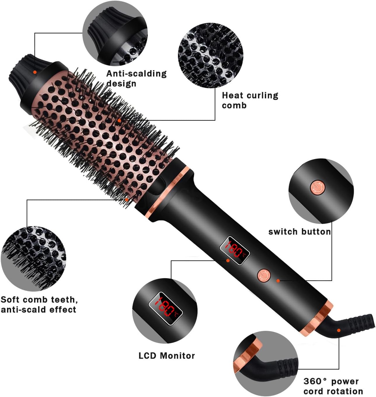 3-in-1 Professional Thermal Hair Brush – Straighten, Curl & Volumize Effortlessly