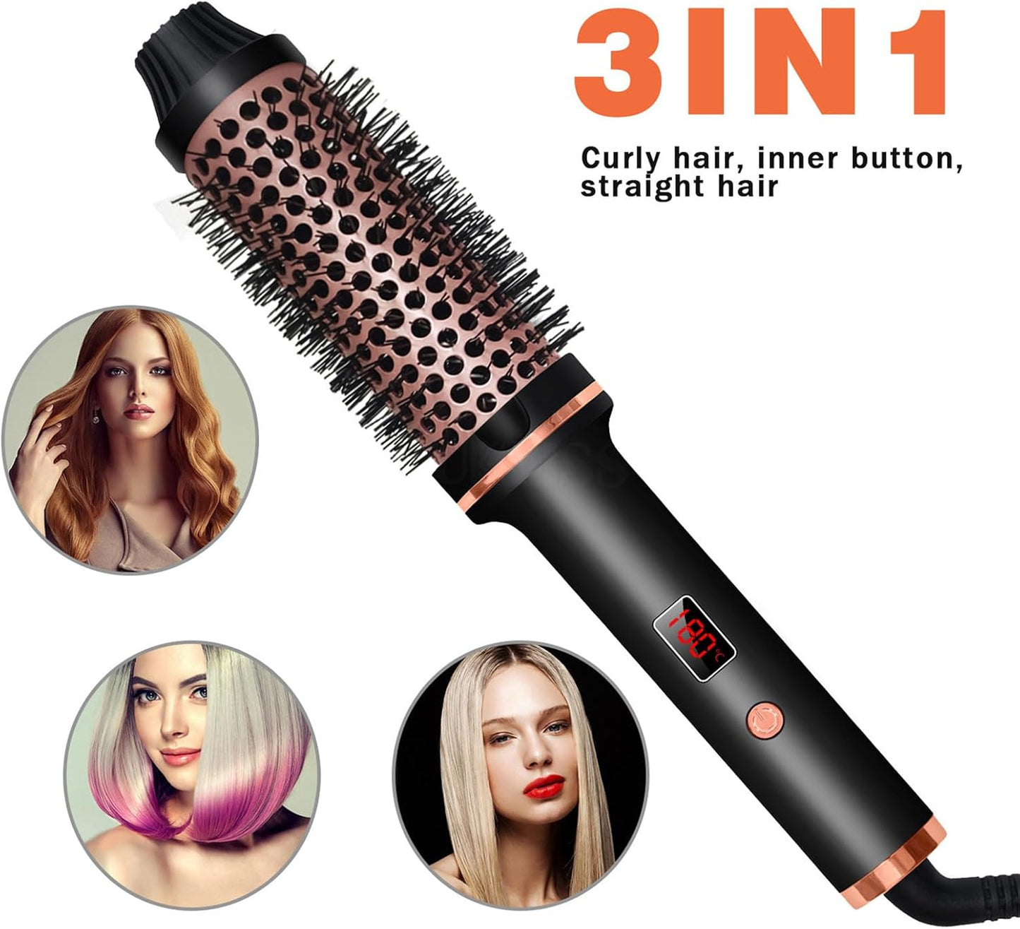3-in-1 Professional Thermal Hair Brush – Straighten, Curl & Volumize Effortlessly